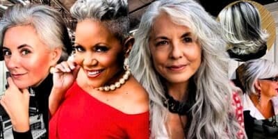 Liberte-se das tintas com cortes de cabelo que deixarão o seu cabelo grisalho e branco perfeito (Foto Reprodução/Montagem/Lennita/Canva/Pinterest/Freepik)