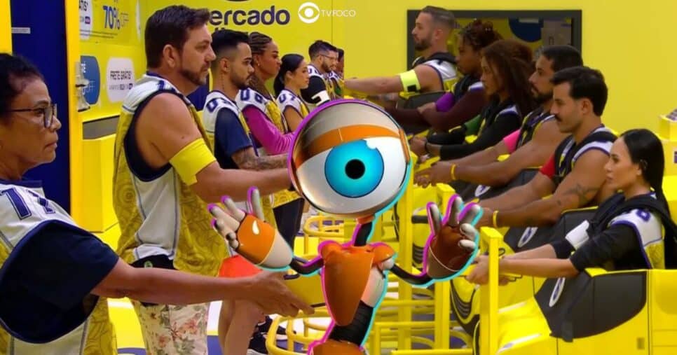 Participantes do BBB25 na primeira prova de resistência (Foto: Reprodução / Globo / Montagem TV Foco)