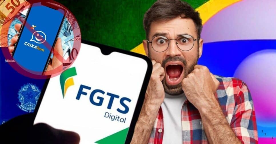 Trabalhadores se assustam com paralisação do CAIXA Tem e interrupção do saque do FGTS (Foto Reprodução/Montagem/Lennita/Tv Foco/Globo)