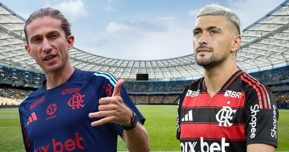 Filipe Luís e Arrascaeta (Foto: Reprodução / Flamengo / Montagem TV Foco)