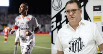Neymar e Marcelo Teixeira no Santos (Foto: Reprodução/Montagem TV Foco)