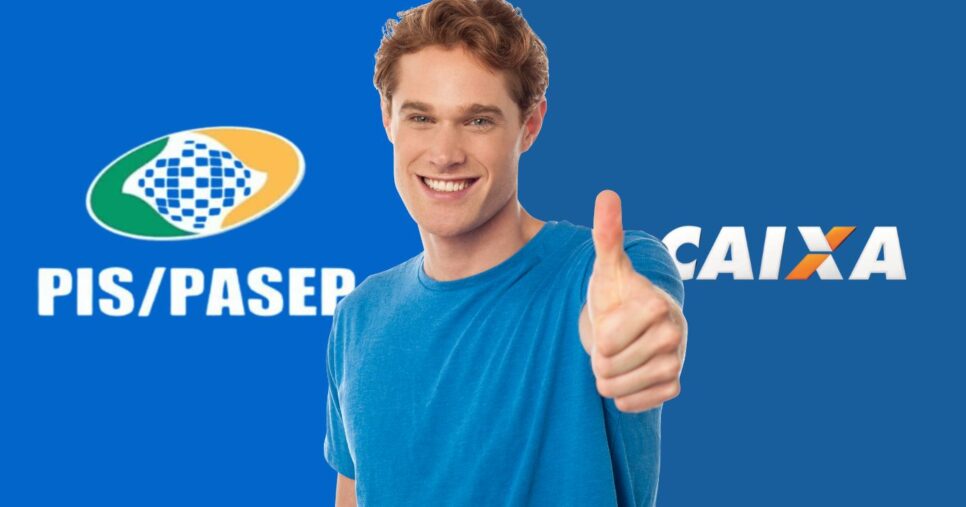 Pis:Pasep, homem feliz e logo Caixa (Fotos: Reproduções / Internet / Canva)