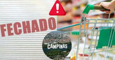 Supermercado fechado em Campinas (Foto: Reprodução / Canva / Montagem TV Foco)