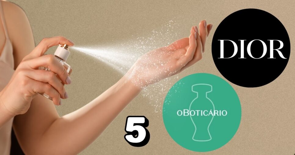 Dior, Boticário e mulher usando perfume (Foto: Reprodução / Canva / Montagem TV Foco)