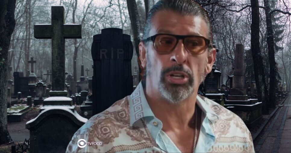 Osmar no cemitério em Volta por Cima (Foto: Reprodução / Globo / Montagem TV Foco)