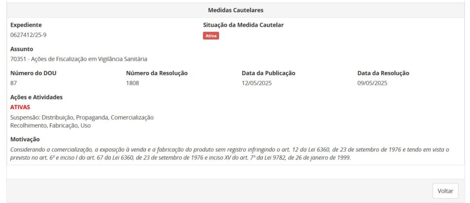Resolução da ANVISA com ação contra creme de hidratação capilar parte 1 (Foto Reprodução/ANVISA)