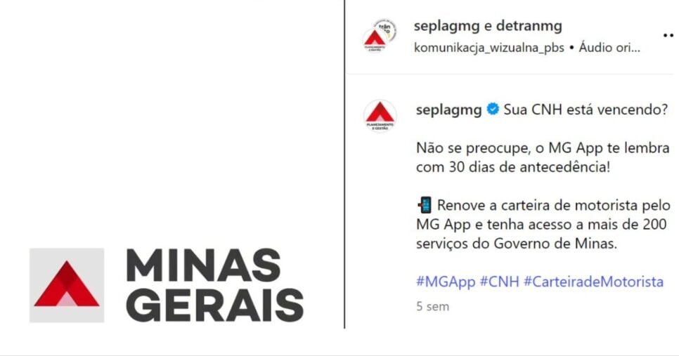 Alerta do Detran MG