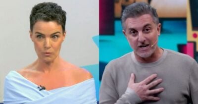 Ana Paula Arósio no Fantástico e Luciano Huck no Domingão. (Fotos: Reproduções / Globo)