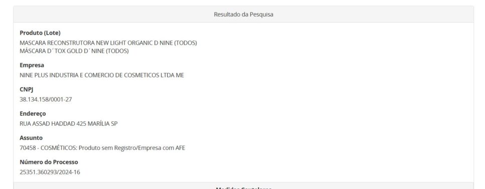 Resolução da ANVISA com ação contra creme de hidratação capilar parte 1 (Foto Reprodução/ANVISA)