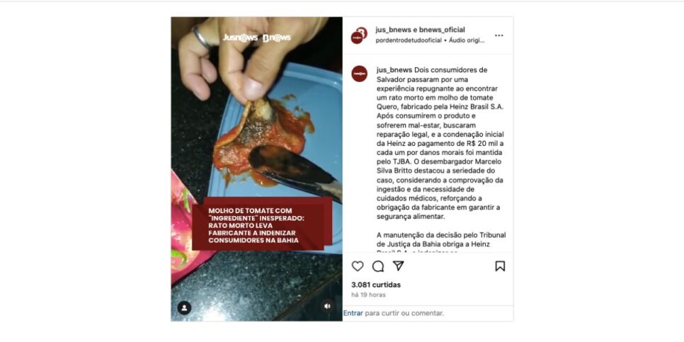 Consumidor mostra molha (Foto: Reprodução / Instagram)