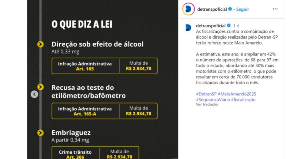 Detran SP faz alerta