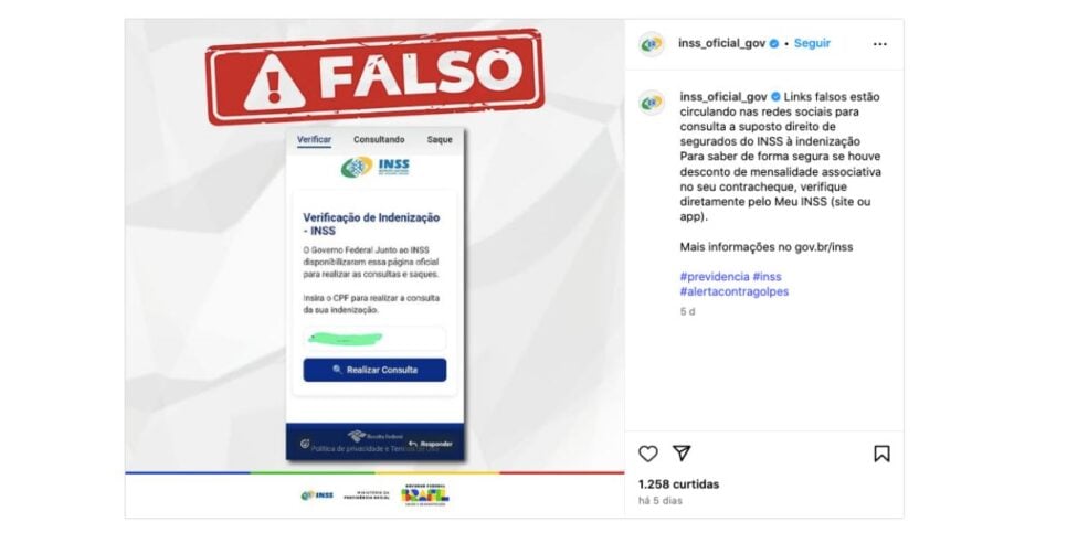 Golpe envolvendo indenização do INSS (Foto: Reprodução / Instagram)