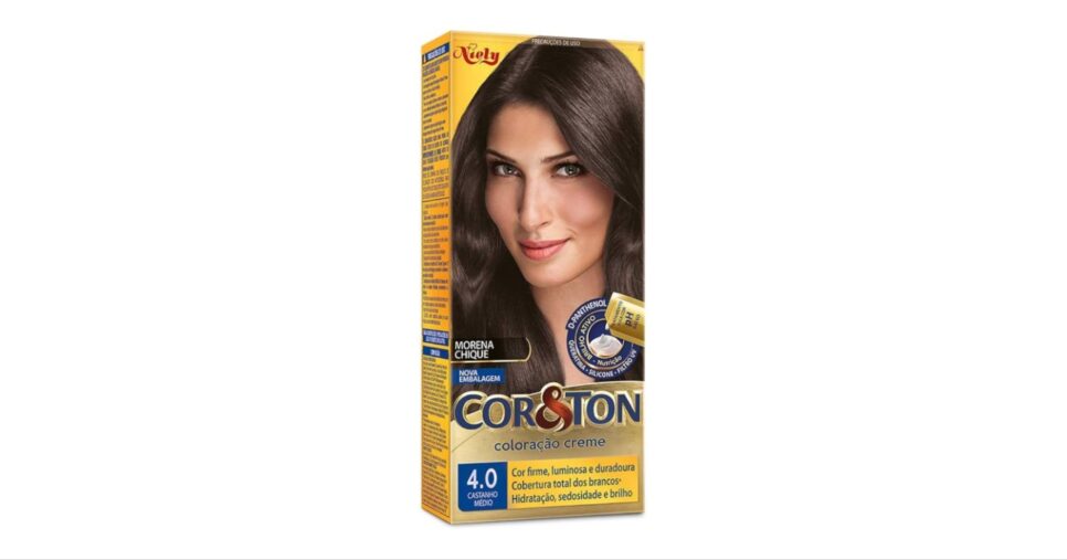 Kit Tintura Cor & Ton 4.0 Castanho Medio 180 G, Niely - Foto: Internet