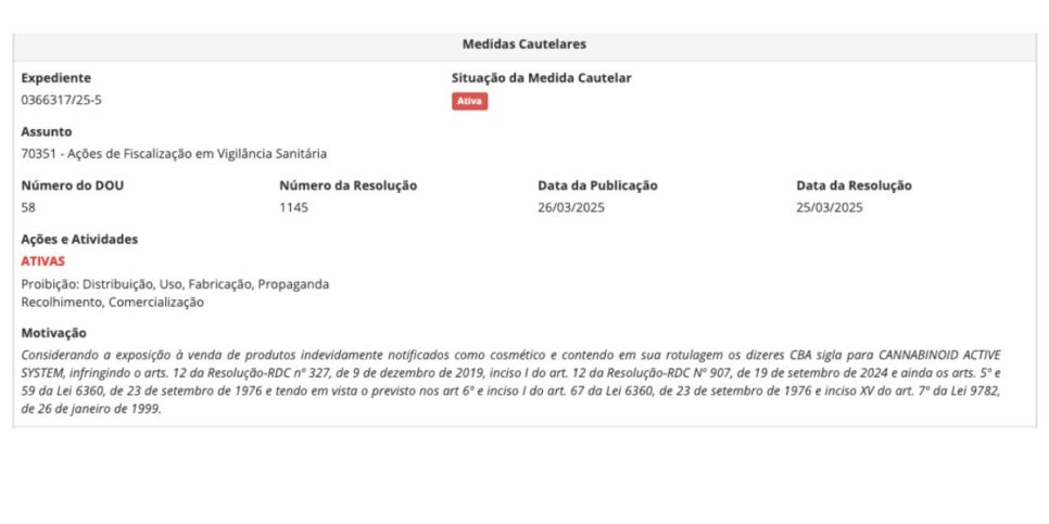 Medida da Anvisa contra produtos da Portier (Foto: site oficial)