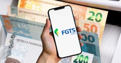 Notas de Real e aplicativo do FGTS (Fotos: Reproduções/ Canva/ Internet)