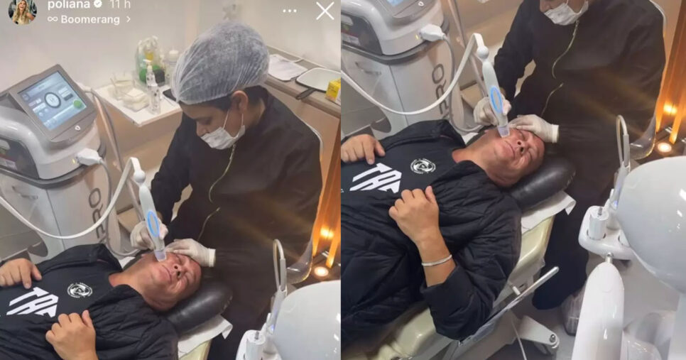 Poliana mostrando o procedimento feito por Leonardo (Foto: Reprodução - Instagram)