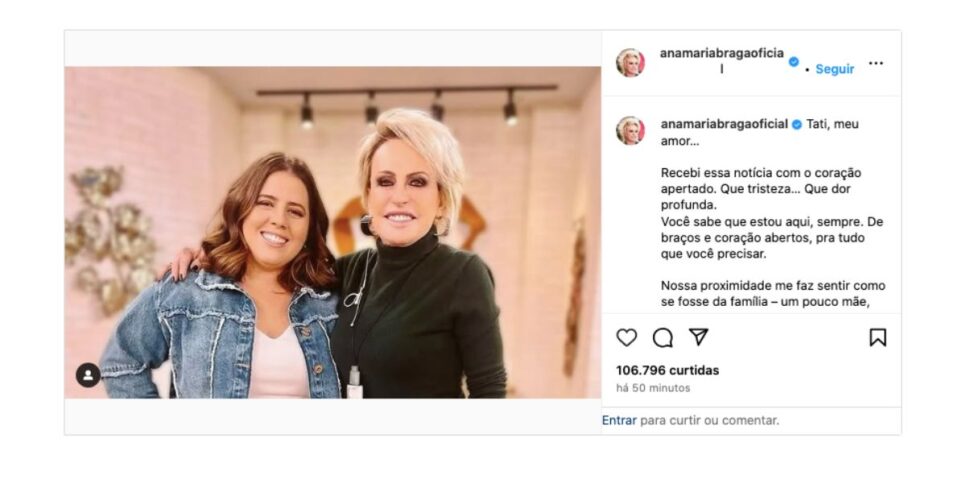 Publicação de Ana Maria (Foto: Reprodução / Instagram)