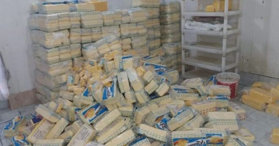 Queijo apreendido (Foto Reprodução/SEFAZ)