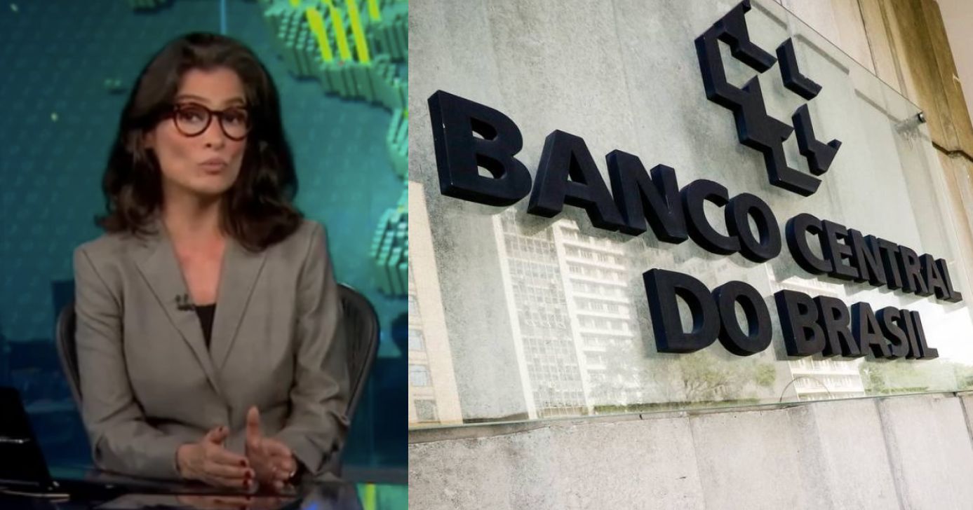 Renata Vasconcellos no Jornal Nacional e Banco Central (Fotos: Reproduções / Globo / Aloisio Maurício)