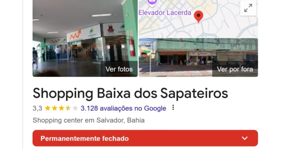 Situação do Shopping no Google Maps (Foto Reprodução/Google)