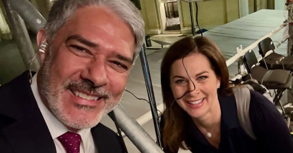 William Bonner e Erin Burnett no Instagram; âncora pediu desculpa para jornalista americana (Foto: Reprodução) 