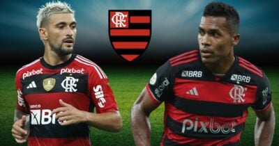Arrascaeta e Alex Sandro (Foto: Reprodução / Flamengo / Montagem TV Foco)