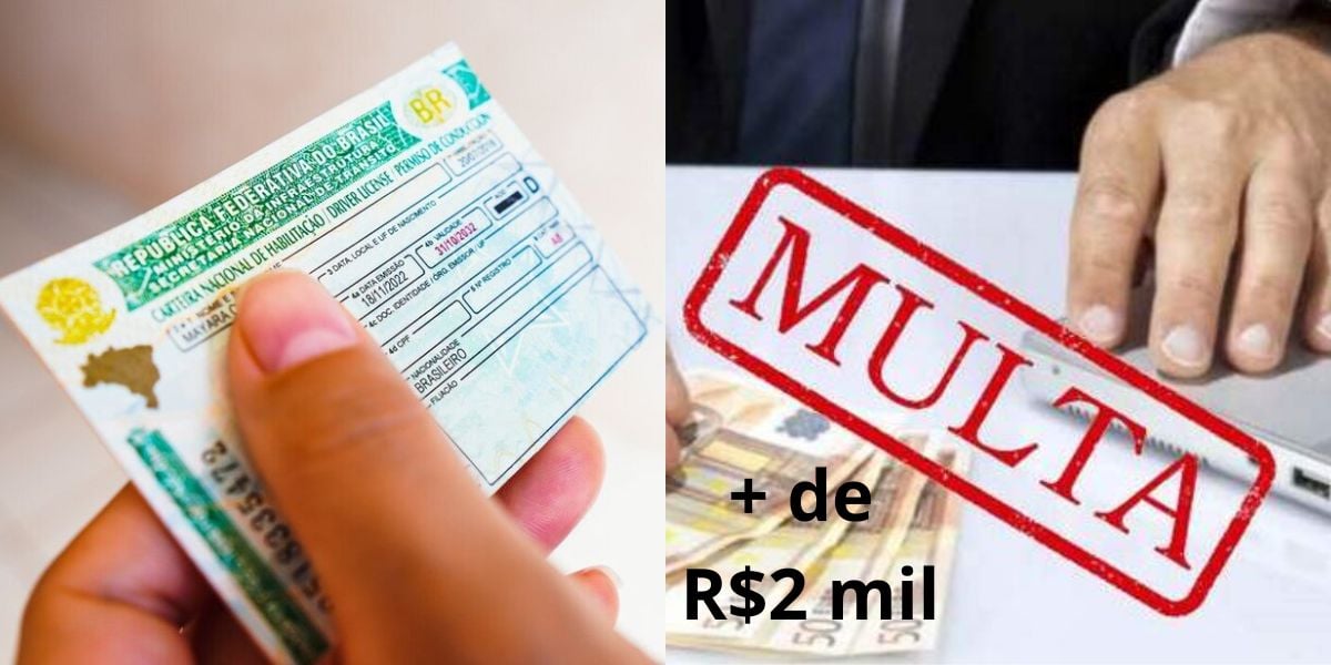 CNH suspensa e multa de R$2 mil por lei de trânsito armada (Reprodução: Montagem TV Foco)