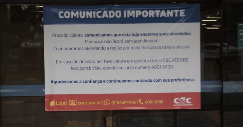 Comunicado da C&C (Casa & Construção) (Foto: Reprodução / Denny Cesare)