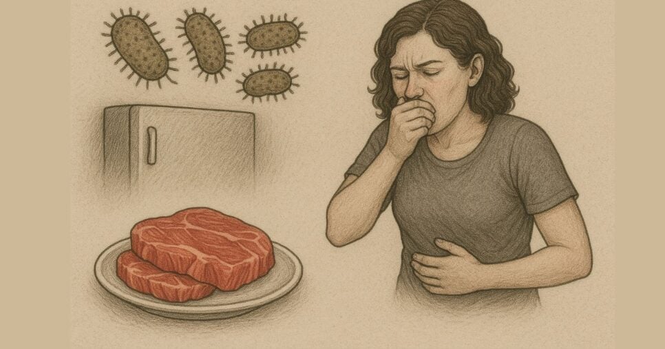 Ilustração de contaminação por carne estragada (Foto Reprodução/gmn)