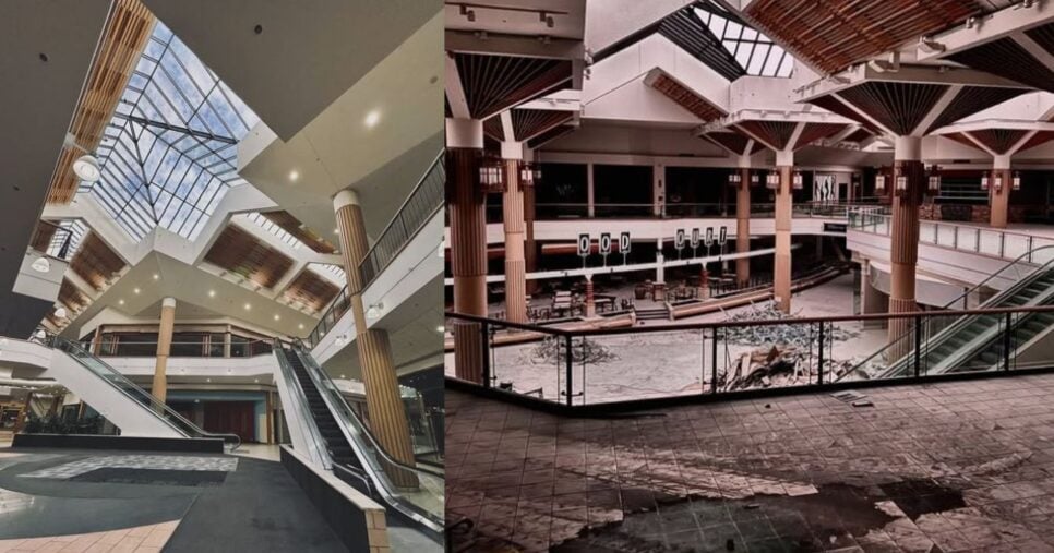 Antes e depois da demolição do Stratford Square Mal (Foto Reprodução/Instagram)