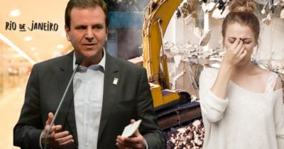 Eduardo Paes e demolição de shopping (Foto: Reprodução / Canva / Montagem TV Foco)