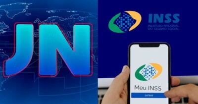 Logo do Jornal Nacional e INSS (Foto: Reprodução / Globo / Gov / Canva / Montagem TV Foco)