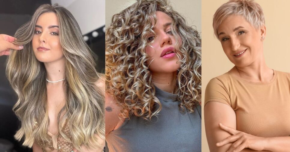 Loiro Bege em mulheres de idades e estruturas de fio diferentes (Foto Reprodução/Montagem/Lennita/Tv Foco/Pinterest)
