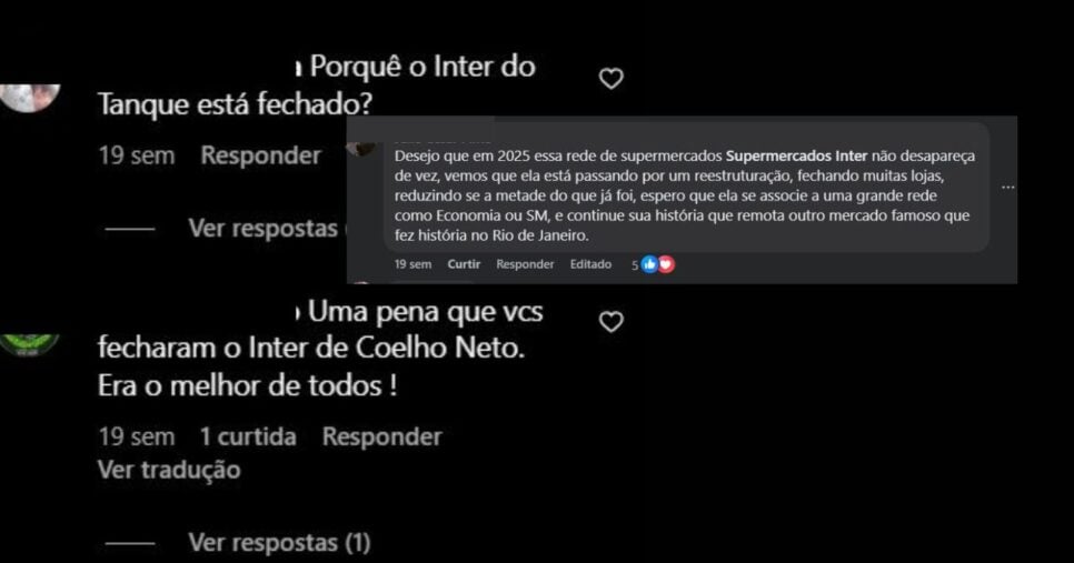 Manifestações de clientes do Supermercado Inter (Foto Reprodução/Montagem/Lennita/Tv Foco/Canva/Instagram/Facebook)