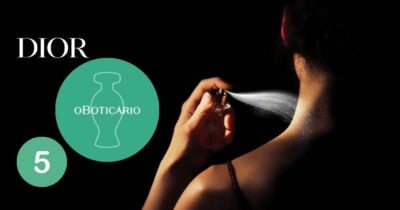 Mulher usando perfume de O Boticário e logo da Dior (Foto: Reprodução / Canva / Montagem TV Foco)