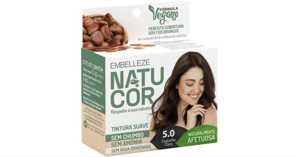 natucor Tinta de Cabelo Naturalmente Afetuosa 5.0 Kit, Castanho Claro - Foto: Internet