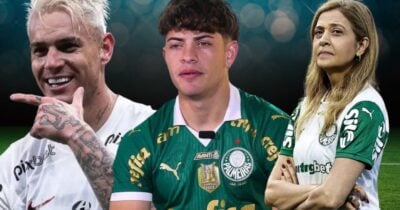 Roger Guedes, Giay e Leila Pereira (Foto: Reprodução / Palmeiras / Montagem TV Foco)