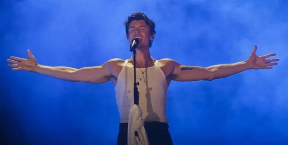 O cantor internacional Shawn Mendes, no Rock in Rio, em 2024 (Foto: Reprodução/ Pedro Kirilos/ Estadão)