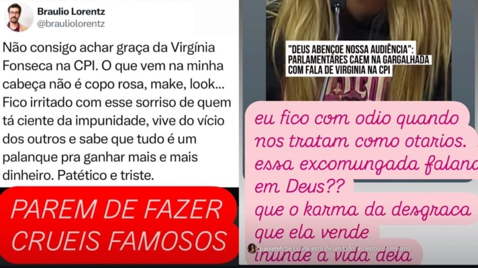 Críticas publicadas por Luana Piovani em seus Stories (Fotos: Instagram/ Montagem)