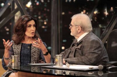 Fátima Bernardes participa do “Programa do Jô” e diz ter medo de avião