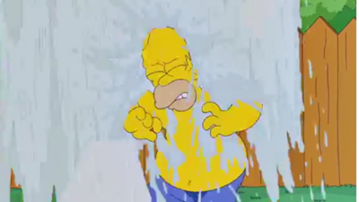 Homer Simpson se molhou mais do que devia
