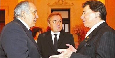 Homero Salles (esquerda) junto com Gugu e Silvio Santos