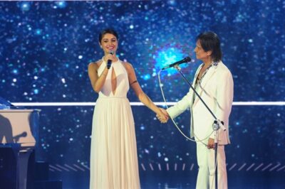 Roberto Carlos recebe Sophie Charlotte como cantora
(Foto: Globo / João Cotta)