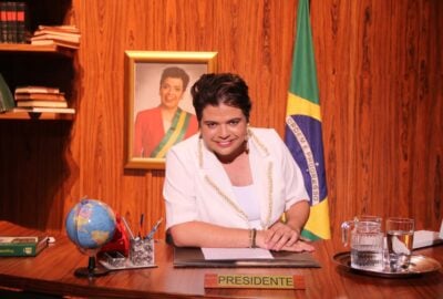 O humorista Gustavo Mendes como Dilma; artista terá projeto no Multishow (Foto divulgação: Band)