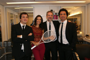 A atriz Helena Ranaldi e Dan Stulbach se reencontraram no "CQC" (Foto: Divulgação