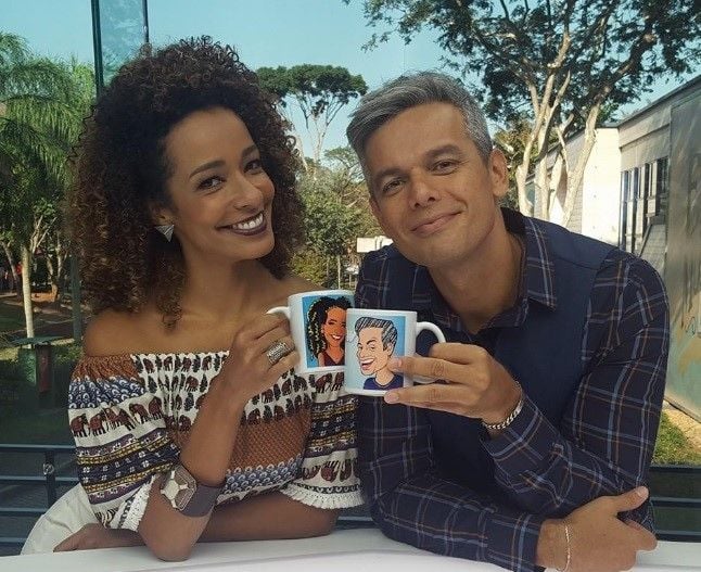 Alinne Prado e Otaviano Costa no Vídeo Show (Foto: Divulgação)