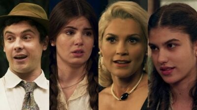 Candinho (Sergio Guizé), Mafalda (Camila Queiroz), Sandra (Flávia Alessandra) e Gerusa (Giovanna Grigio) em 