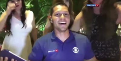Repórter do SporTV foi atacado ao vivo (Foto reprodução)