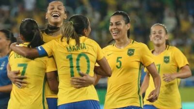 Jogadoras da Seleção Feminina na goleada de 5 a 0 sobre a Suécia
(Foto: Divulgação/Globo Esporte)