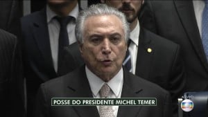 Michel Temer durante a posse no Senado, ontem (31) (Foto: Reprodução/Globo)